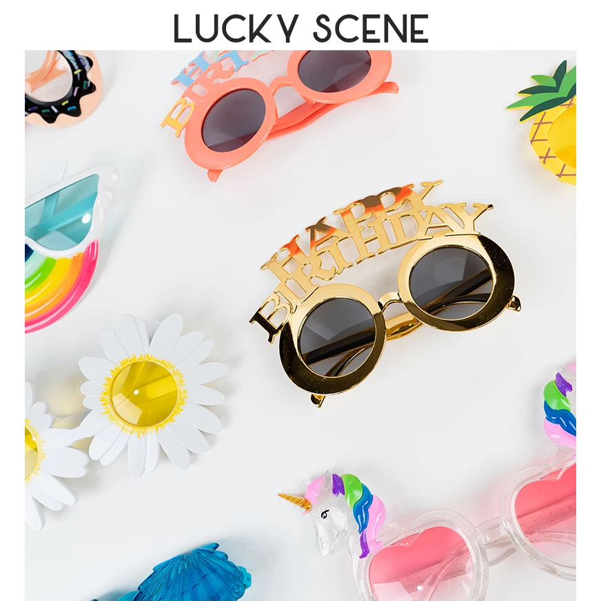 Gafas de plástico divertidas para fiesta de cumpleaños, accesorios para fotomatón, suministros para fiesta de verano, favores de fiesta para niños,