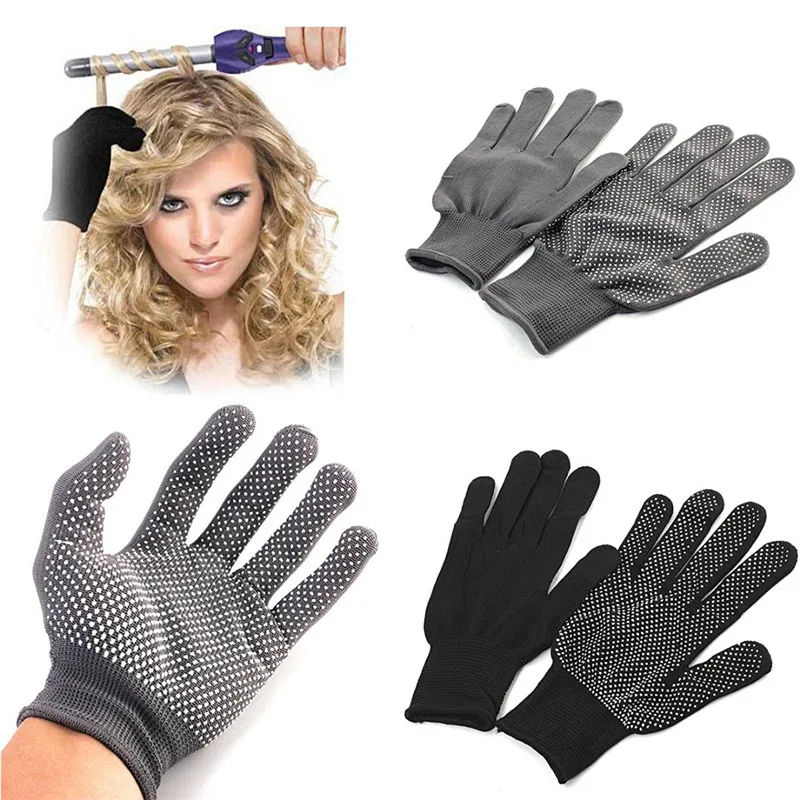 1Pair Hair Straightener Perm Curling Hairdressing Heat Resistant Finger Glove Hair Care Styling Tools Thermal Styling Gloves