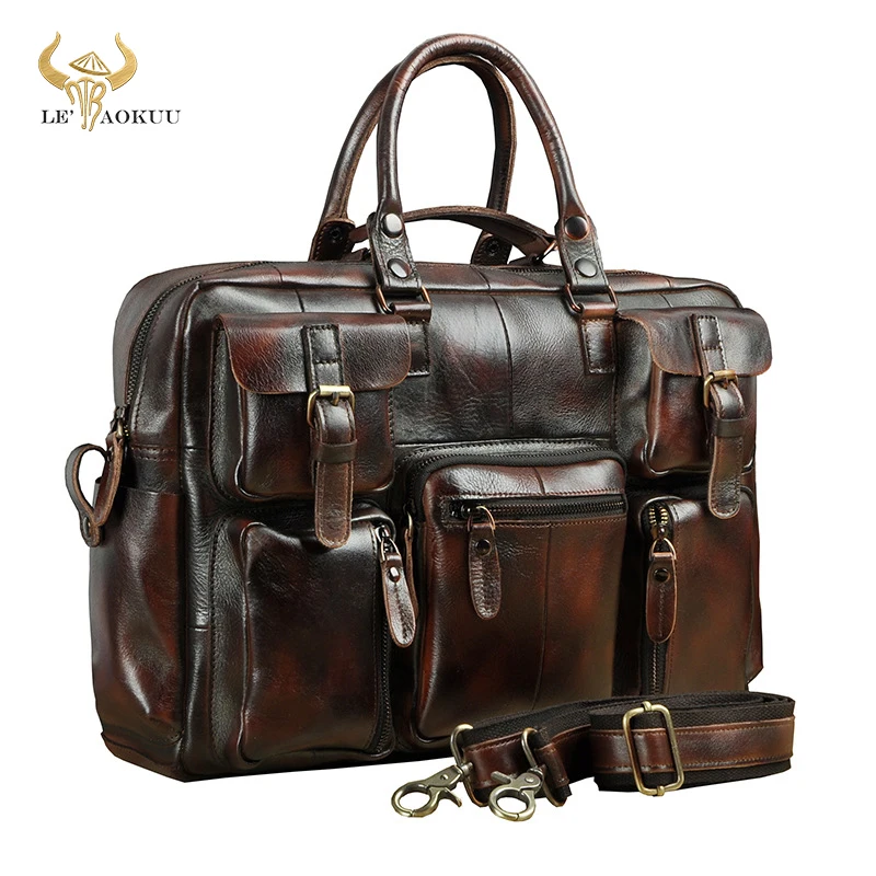 Quality Crazy Horse leather Handbag Business Briefcase Commercia Document Laptop Case For Men Male Attache Portfolio Bag 3061