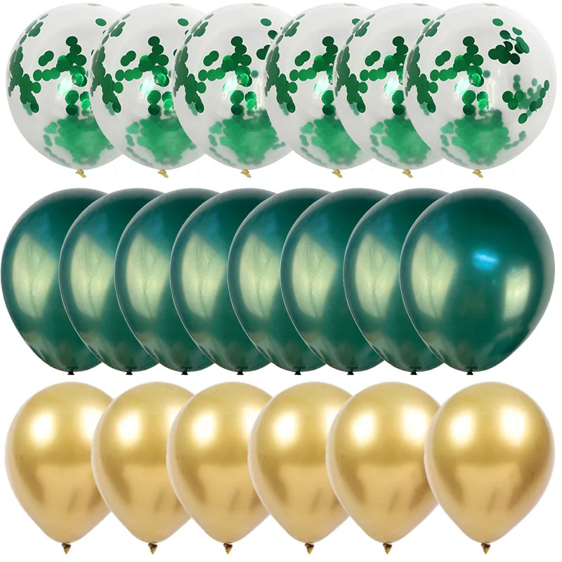 20 Stuks Chroom Metalen Ballonnen Latex Groene Ballons Wilde Een Jongens Verjaardag Jungle Thema Baby Shower Partij Decoratie