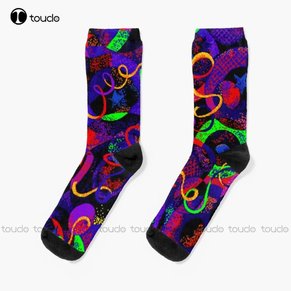 Roller Rink Floor Socks Long Black Socks Christmas New Year Thanksgiving Day Gift Unisex Adult Teen Youth Socks Custom Sock