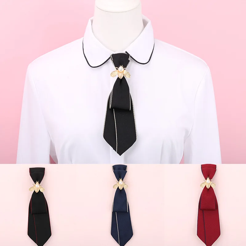 Fashion New Pearl Bee Bow Tie Women\'s College Style British Shirt Uniform Accessories High-quality Handmade Jewelry