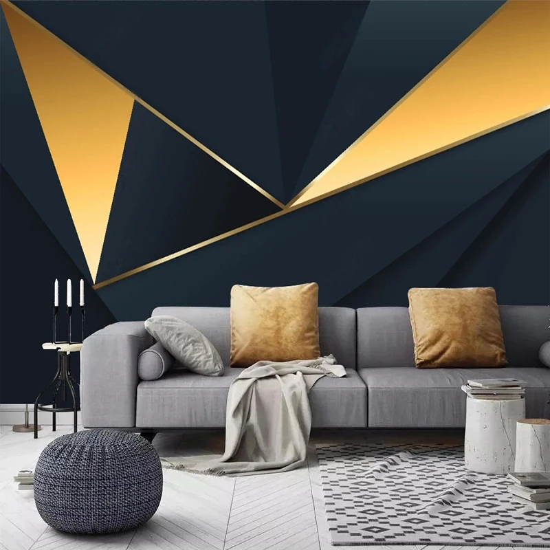 

3D Golden Line Abstract Geometry Mural Wallpaper Creative Art Wall Cloth Living Room Sofa Backdrop Home Decor Papel De Parede