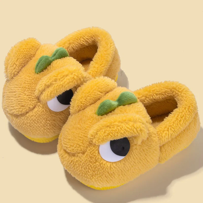 Pop Eye-Zapatillas de casa de dragón para niños y niñas, Zapatillas de lana con dibujos animados de algodón, pantuflas de otoño e invierno, CSH1130