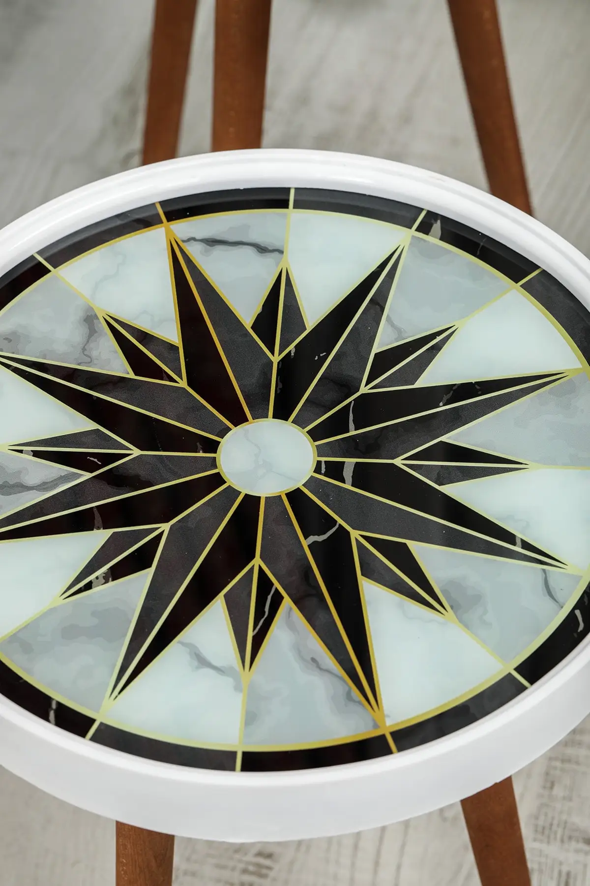 Retro Glass Above Special Print 3 pcs Zigon Coffee Table