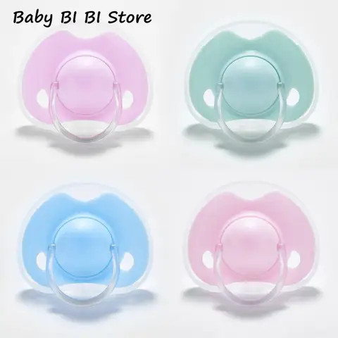 Baby Silicone Pacifier Newborn Infant Baby Boys Girls Dummy Nipples Flat Round Head Soother