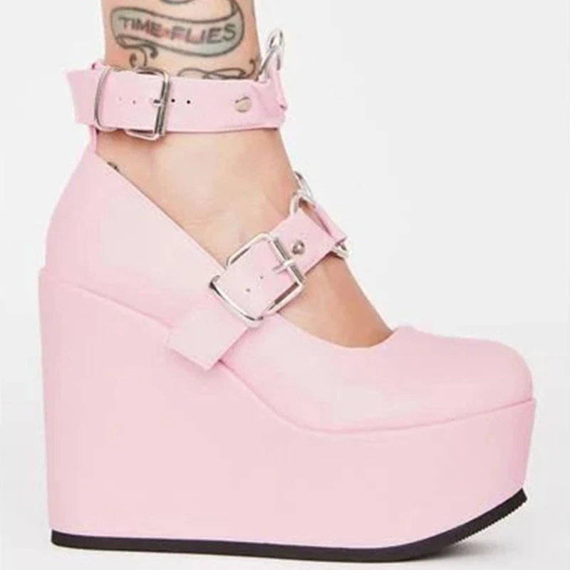 Donna Lolita carino donna pompe zeppe piattaforma tacchi alti pompe dolce gotico Cosplay scarpe donna Cosplay scarpe eleganti