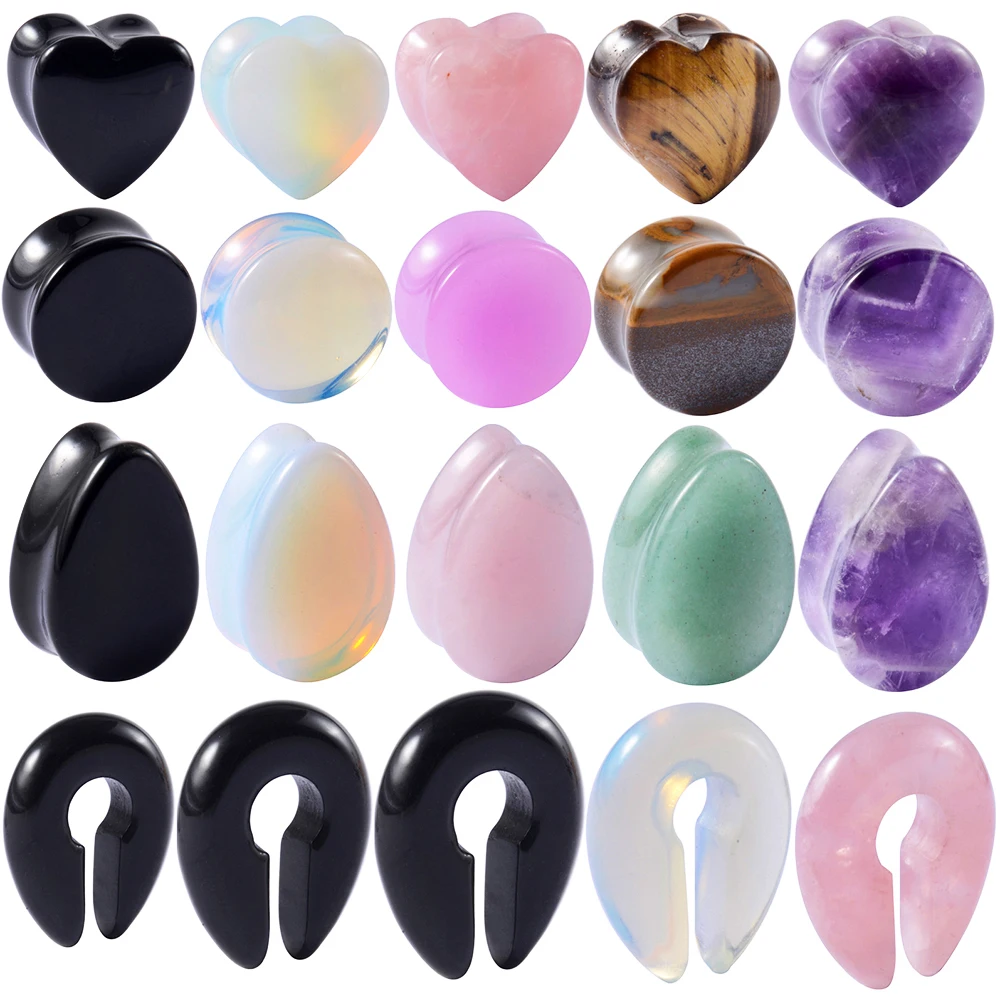 2pcs Stone Ear Gauges Ear Weight Ear Expanders Ear Plug Flesh Tunnel Ear Stretcher Earrings Lobe Women Men Body Piercing Jewelry