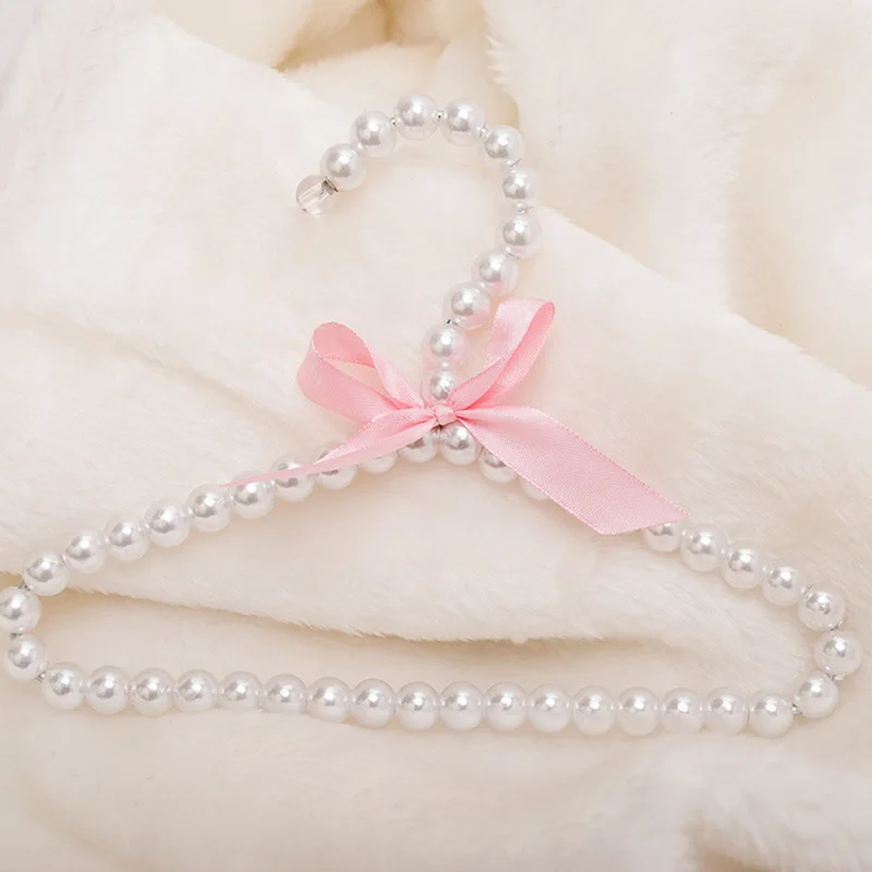 1Pcs Children\'s pearl hanger 22cm fashion dog clothes baby hanger pearl bow cute pet hanger