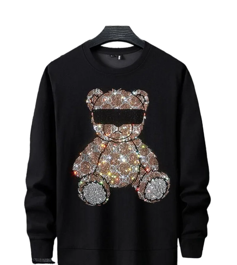 Streetwear  Rhinestones  Hoodie Sweatshirt   Hot drill Anime Hoodies Men Diamonds Hoody Pullovers