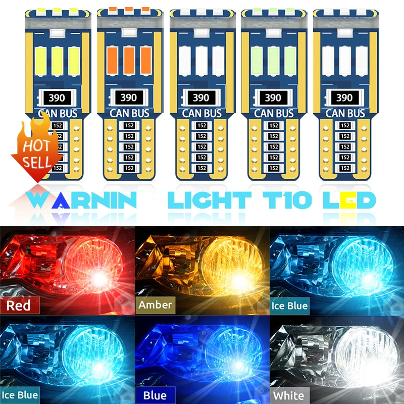 10pc T10 Led Canbus W5W Led Bulb Car Interior Light 9led 4014smd 194 168 No Error Reading Dome Light Instrument Plate Lamp 6000K