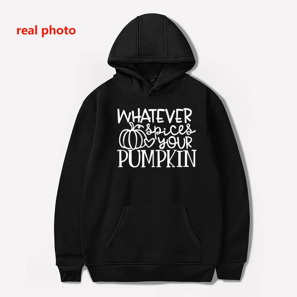 Whatever Spices Your Pumpkin halloween Fashion  Hoodies Pullover Full Long Sleeve Girl Shirt Cotton O Neck casual Sweatshirt