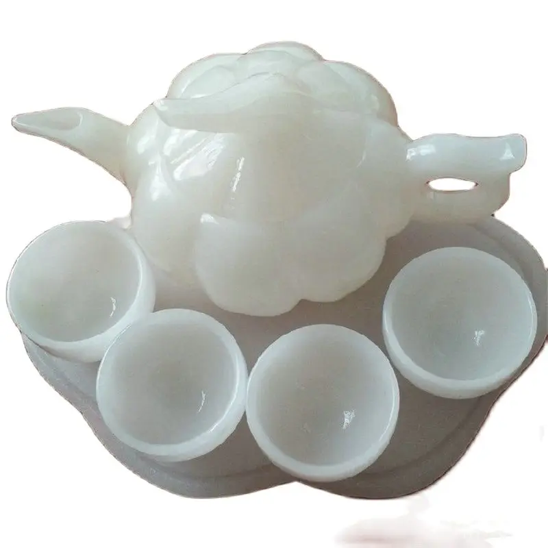 

Chinese Natural Jade Ornaments Afghanistan White Jade Tea Teapot Wine