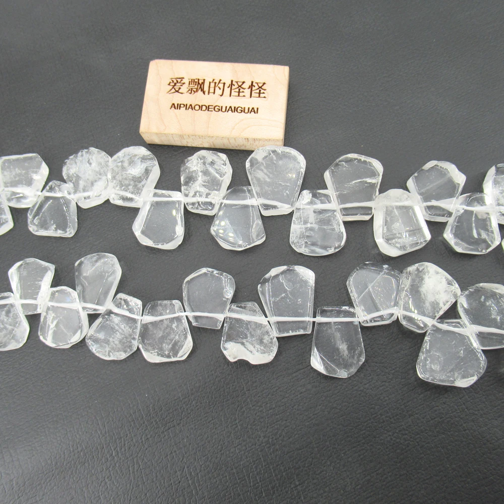 APDGG  Natural 11x17-19x23mm Top-drilled Fancy Clear Quartz Crystal Gems Stone Loose Beads 16'' Strands Jewelry Making DIY