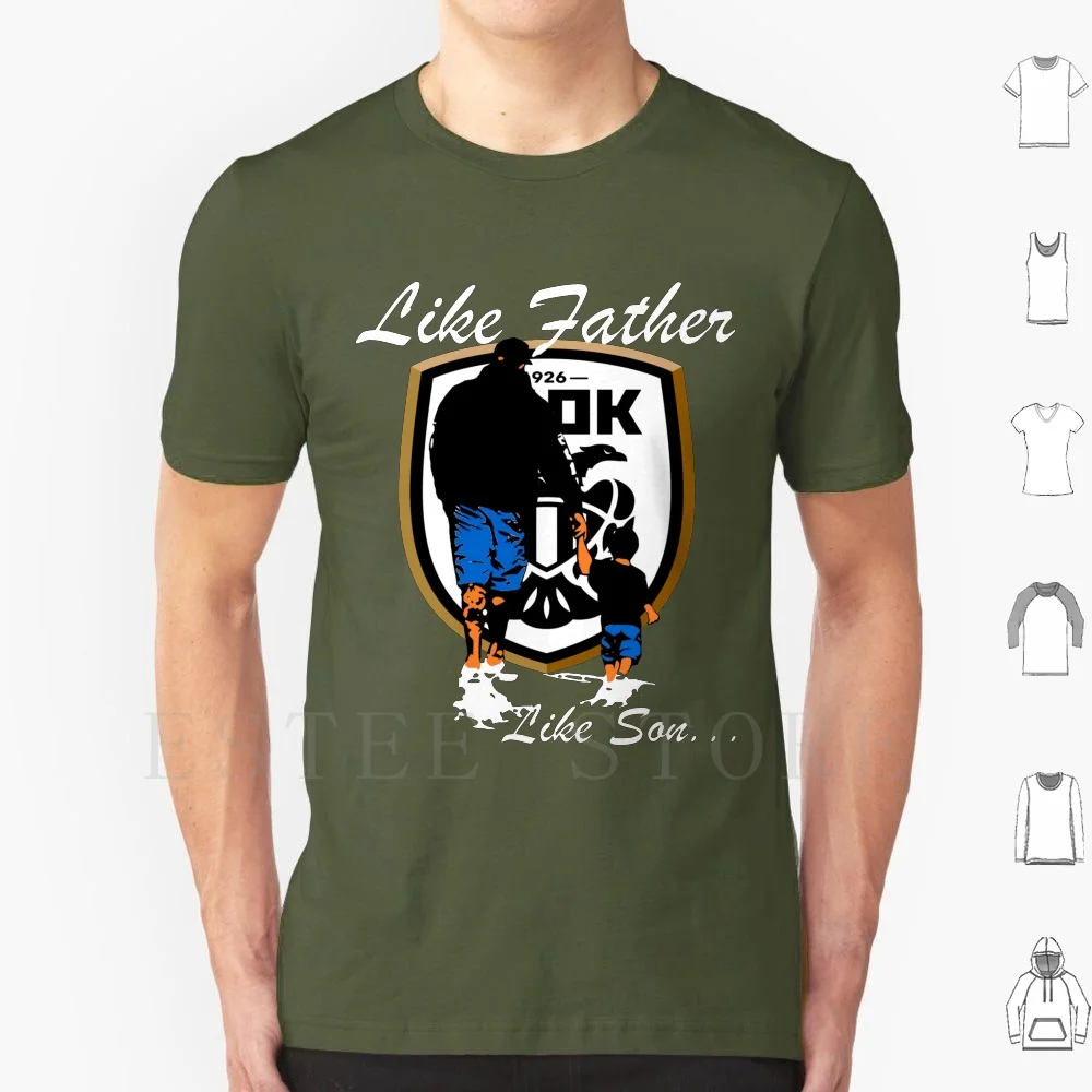 Paok Thessaloniki Greece Football Fans Gate 4 Father`s And Son T Shirt Gift T Shirt Cotton Men DIY Print Paok Thessaloniki