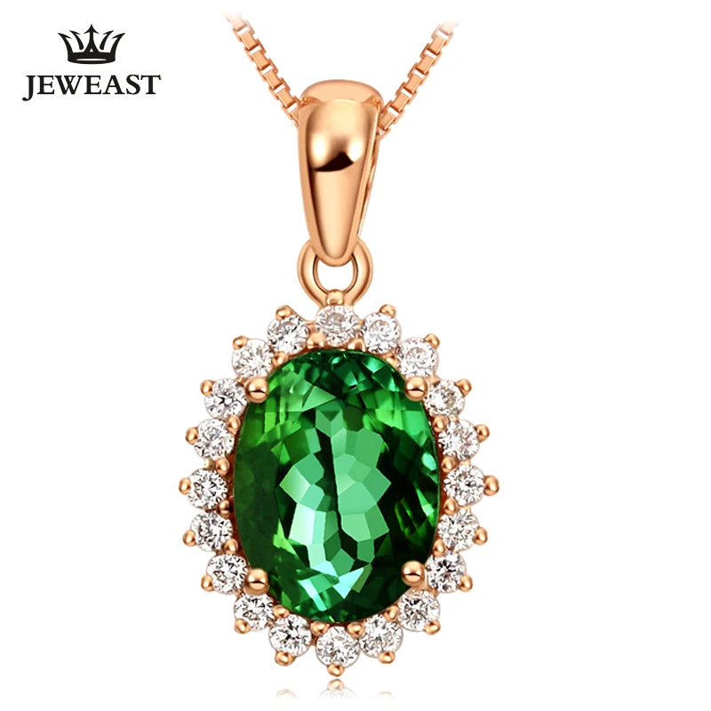 LSZB Natural Green tourmaline 18K Pure Gold Pendant Real AU 750 Solid Gold  Upscale Classic Party Fine Jewelry Hot Sell New 2023