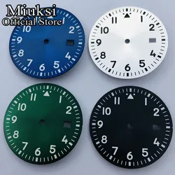 Miuksi 33.8mm black silver green blue sterile dial luminous dial fit NH35 movement