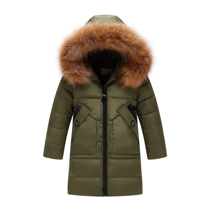 -30 degrees 2020 children\'s Winter Down Jacket for Girls Clothes  Outdoor hooded coat Kids duck down real fur clothing