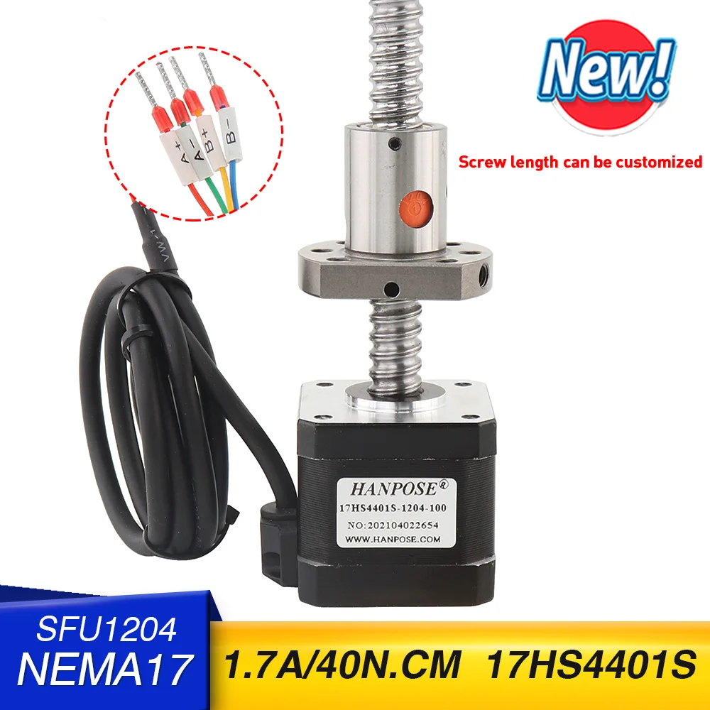 

Nema 17 Ball Screw Stepper Motor 1.7A 40N.cm 17HS4401S - SFU1204 Diameter 42BYGH40 CNC Engraving Machine For 3D Printer Motor