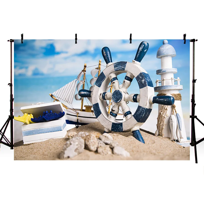 Avezano chá de fraldas backdrops mar praia náutico eixo bluey menino fotografia fundos photo studio photophones photozone decoração