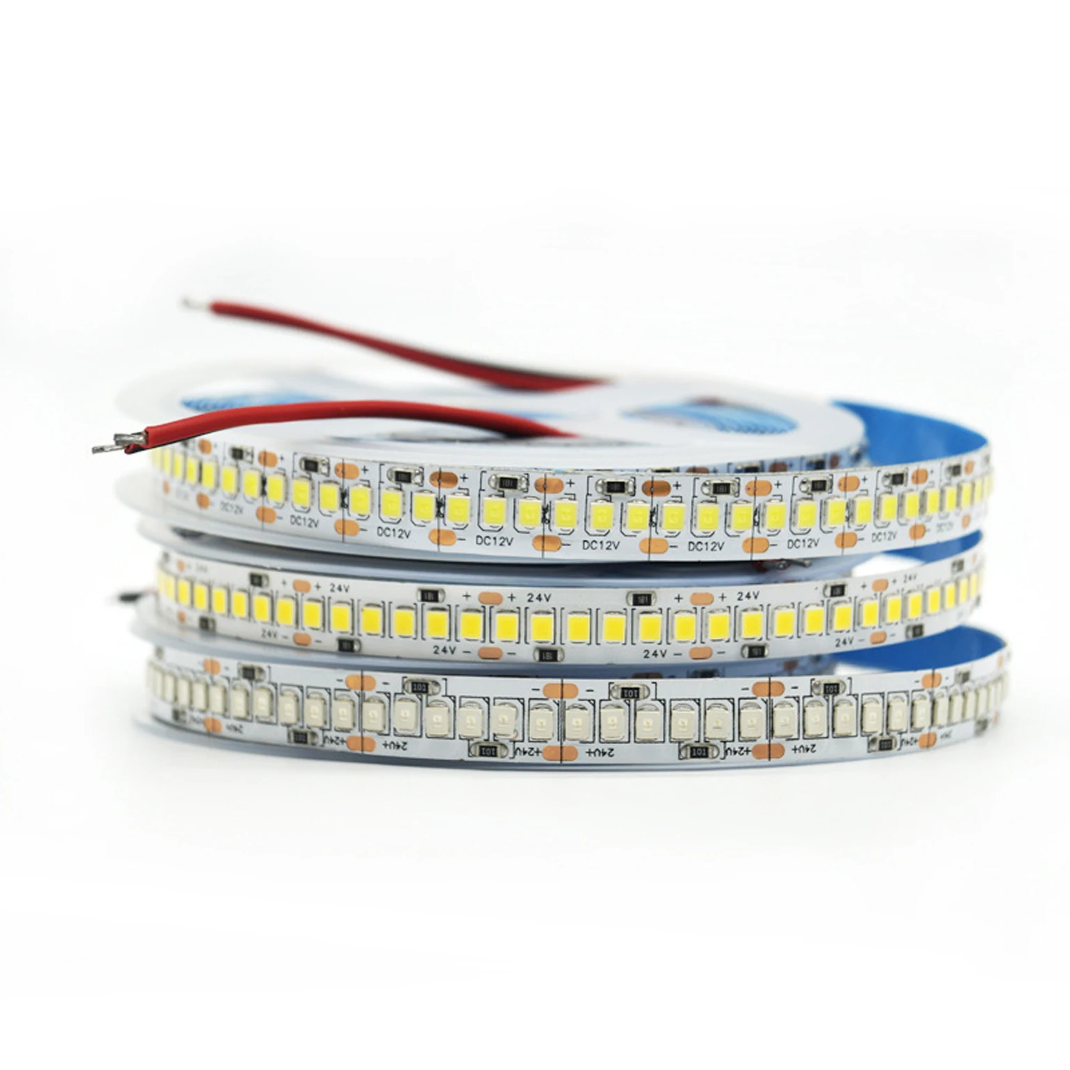 Tira de luces LED 2835 SMD 1200, cinta de 22 W/m, cc 12V, 24V, ip30, luz Flexible no impermeable, 240 LED/m, Blanco cálido, blanco, rojo, CCT, 5