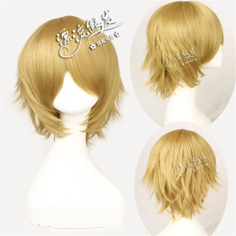 Cos Gift Anime Danganronpa Togami Byakuya Wig Cosplay Wig Role Play Short Brownish Yellow 30cm