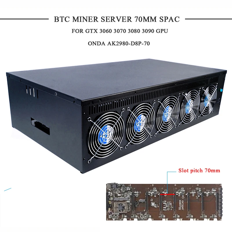 ETH BTC Mining Rig Case Onda AK2980 B250 K7 K15 D8P 65 70MM Motherboard USB Miner Server Frame For GTX 3060/3070/3080/3090 8 GPU