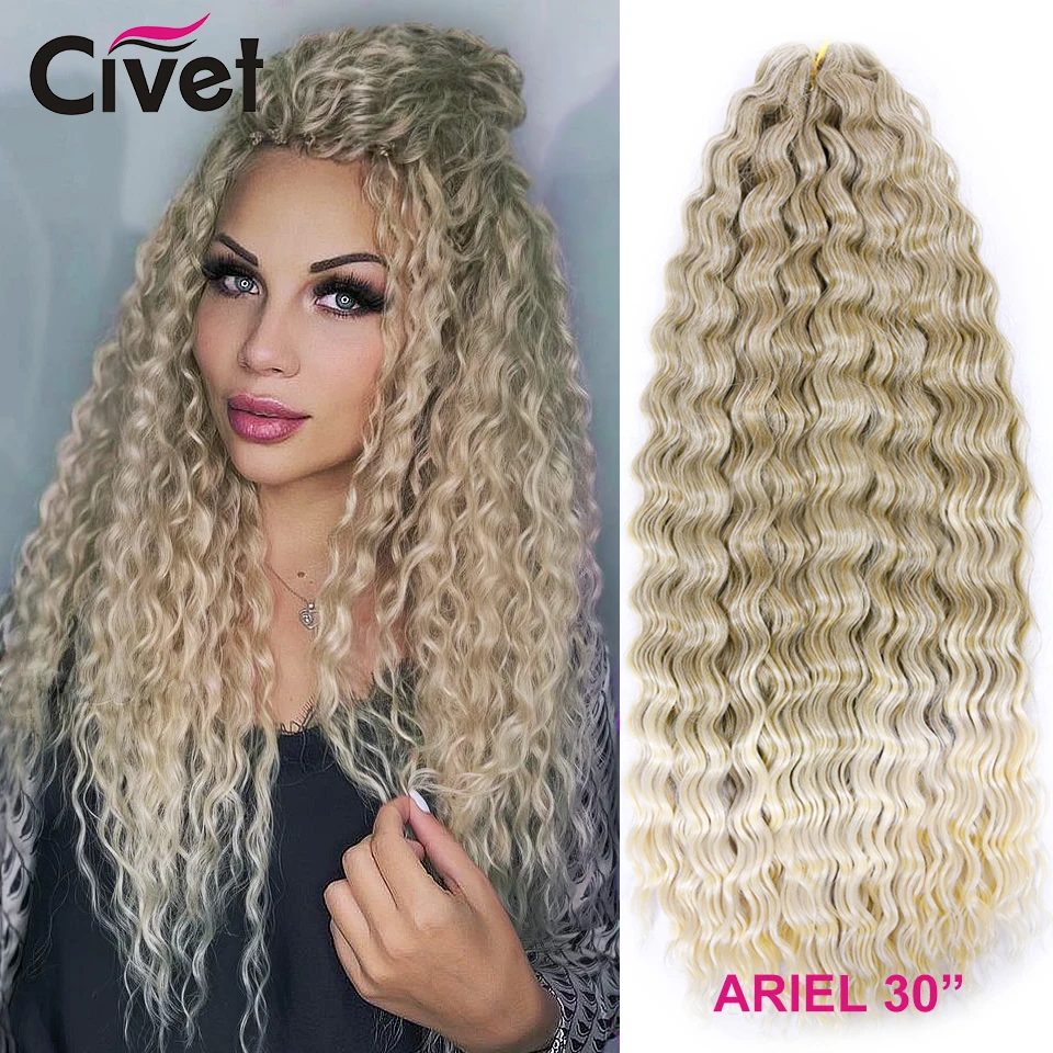 

Ariel Curl Water Wave Crochet Hair 30 Inch Deep Wave Passion Twist Hair Synthetic Braids Hair Wavy Ombre Blonde Hair Extensions