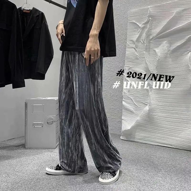 

ICCLEK Tie-dye Pants Men's Autumn Trend Retro Casual Loose Wide-leg Straight-leg Pants Long Pants Jogger Men Anime Pants