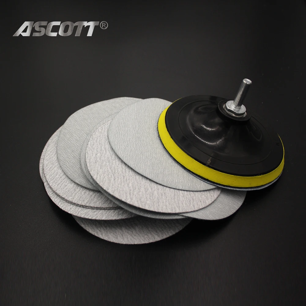 100 pz/set tampone per lucidatura in carta vetrata bianca da 4/5/6/7 pollici disco per lucidatura con supporto ad anello autoadesivo per lucidatura smerigliatrice angolare