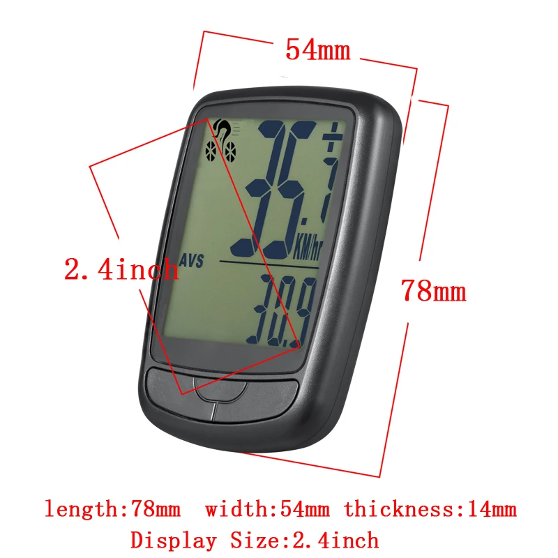 Computer per biciclette wireless, tachimetro per bicicletta impermeabile, grande schermo, contachilometri digitali a LED, MTB, temperatura,