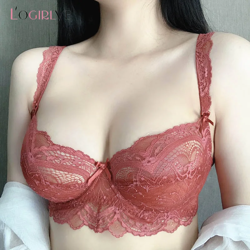 Logirlve Ultrathin White Lace Bra (Plus Size) - alternate angle