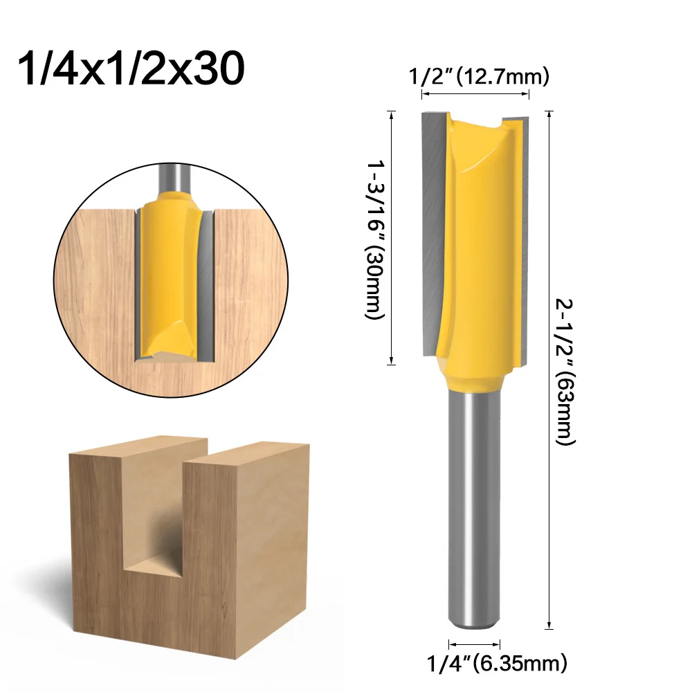 VACK 1/4 Shank Milling Cutter Carbide For Wood 6.35mm Woodworking Straight Bit Cnc Carpentry Tools 15 16 17 18mm Diameter