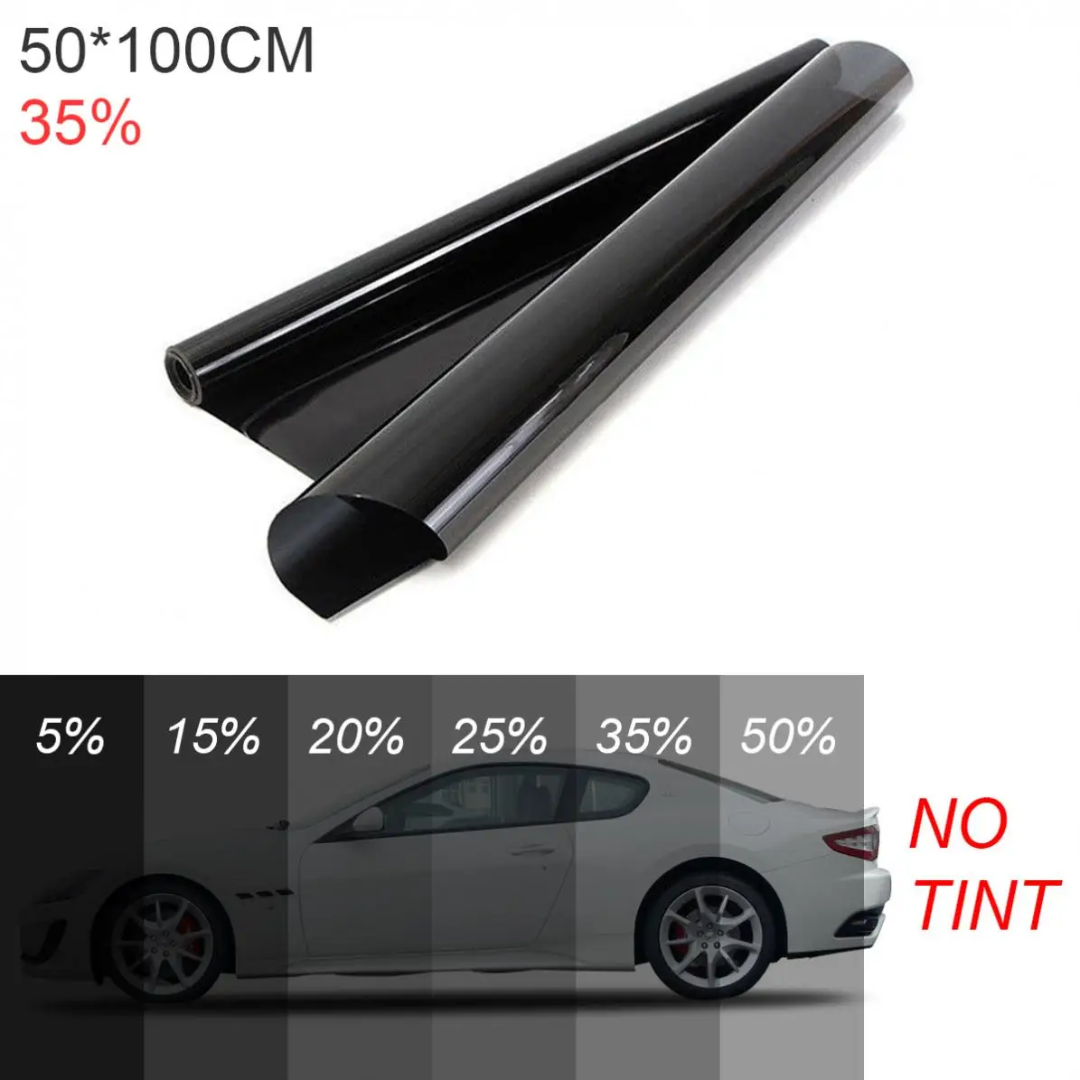 PVC 50 x 100CM Thickening Antiwear Car Curtain Windshield Sun Shade UV Protection Side Window Film VLT Solar Sticker