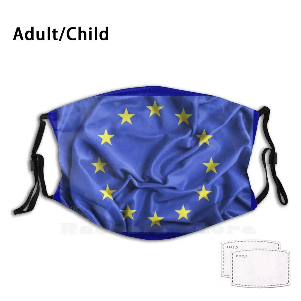 Europe Flag Mask Print Washable Filter Anti Dust Mouth Mask Europe Europa Europe Cee Ec Ce Brussels Original Personalized Funny