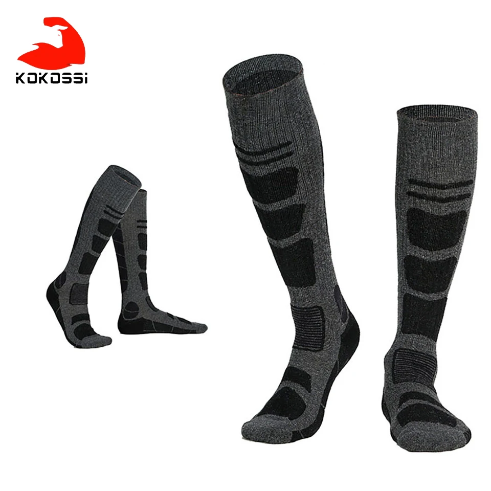 

KoKossi Men Women Thermal Ski Socks Winter Plus Velvet Outdoor Hiking Running Mountaineering Long Tube Thermal Sports Socks