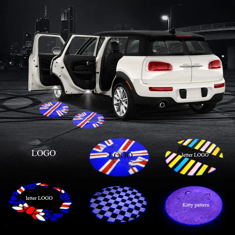 Porta do carro Bem-vindo Luz Logo, LED Mood Projetor, Styling Acessórios, Mini Cooper R55, R56, R60, F54, F55, F56, F60, 2Pcs