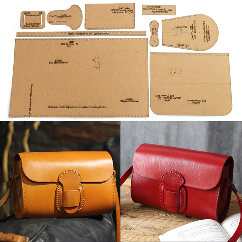 1Set DIY Kraft Paper Template New Fashion Shoulder Bag Crossbody Bag Leather Craft Pattern DIY Stencil Sewing Pattern 24cm*17cm