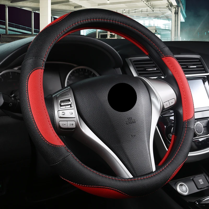 DERMAY Car Steering Wheel Cover for Nissan Versa Almera Primera Tiida Terrano Qashqai J10 350z Kicks Patrol Murano NV200 Xtrail