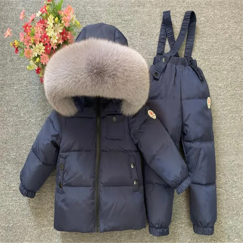 Children Ski Jackets Kids Skiing Down Coat And Pants Overalls Suit For Baby Boys Girls 0-12 Y Snowsuit Toddler Outerwear Coat