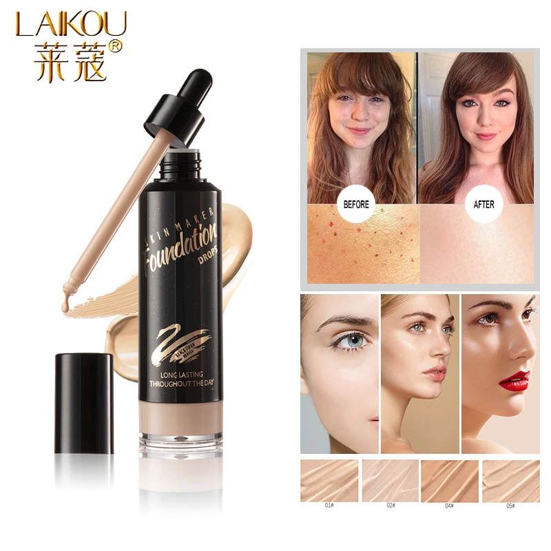 LAIKOU Face Foundation Cream Waterproof Long-lasting Concealer Liquid Professional Makeup Oil ControlBase Makeup Foundation