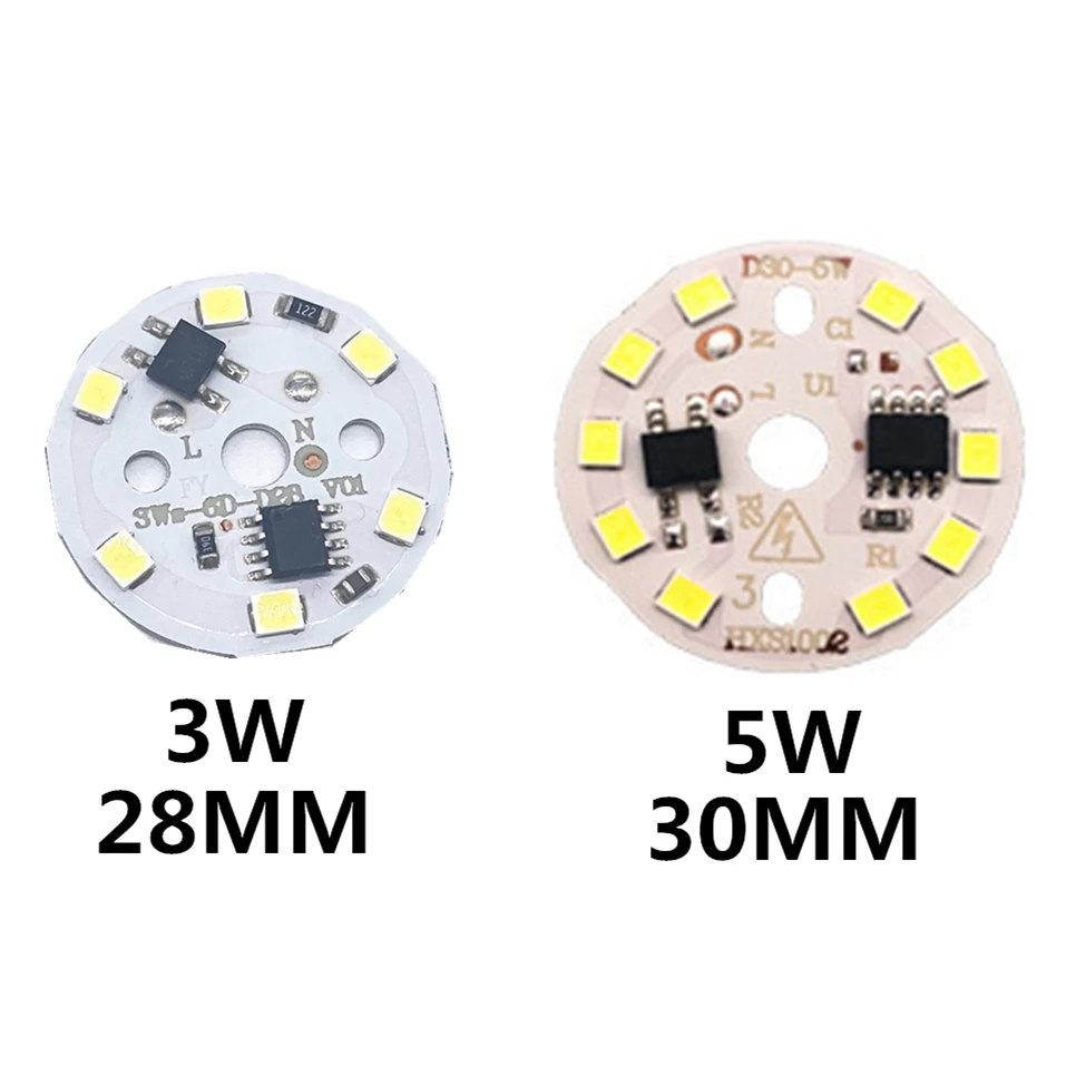 10pcs 3W 5W 7W 9W 12W 15W 18W AC 220v SMD2835 LED PCB With Integrated IC Driver Warm white/ White Driverless Aluminum Lamp Plate