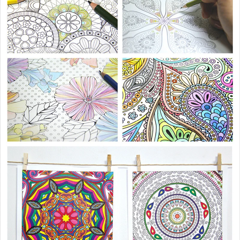 128หน้า DIY ผู้ใหญ่ความเครียด Reliever สีโน้ตบุ๊ค Zen Mandalas ดอกลำโพง Graffiti การเรียนรู้โน้ตบุ๊คเด็กของเล่น