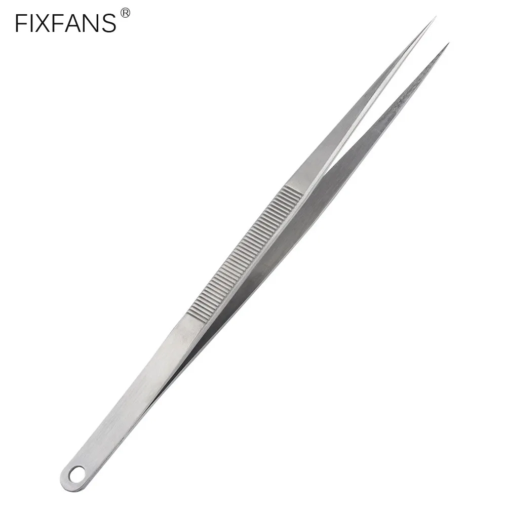 7 Inch Long Stainless Steel Tweezers with Fine Point Tip Professional Precision Tweezers for Mobile Phone Repair Soldering Tools