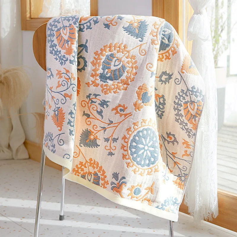 

Large Cotton Bath Towel for Adults, Japanese Style, Absorbent, Breathable, Floral, Home Shower Towels Bathroom, Women, 70*140cm