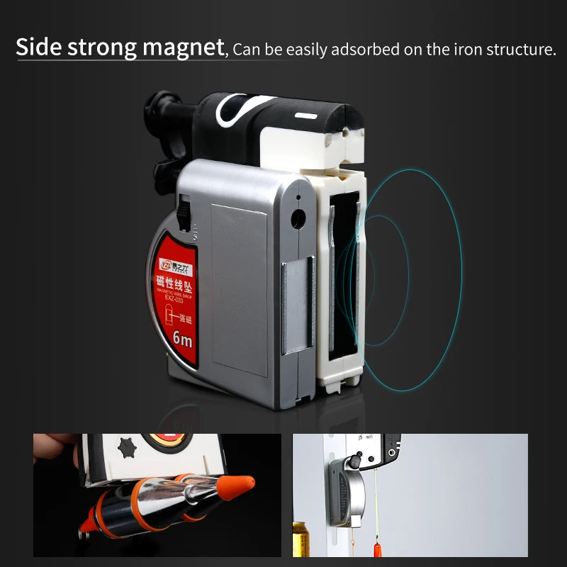 Magnetic Plumb Bob Setter Leveling Test 3/6 Meter Verticalit Measuring Tool Retractable Line Reel Hanging Wire Hammer Hand Tools