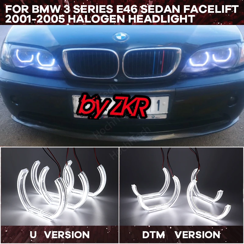 

LED Angel Eye kit Cut Style DTM U Shape Light Day light Crystal Angel eyes for BMW 3 series E46 sedan facelift halogen Headlight