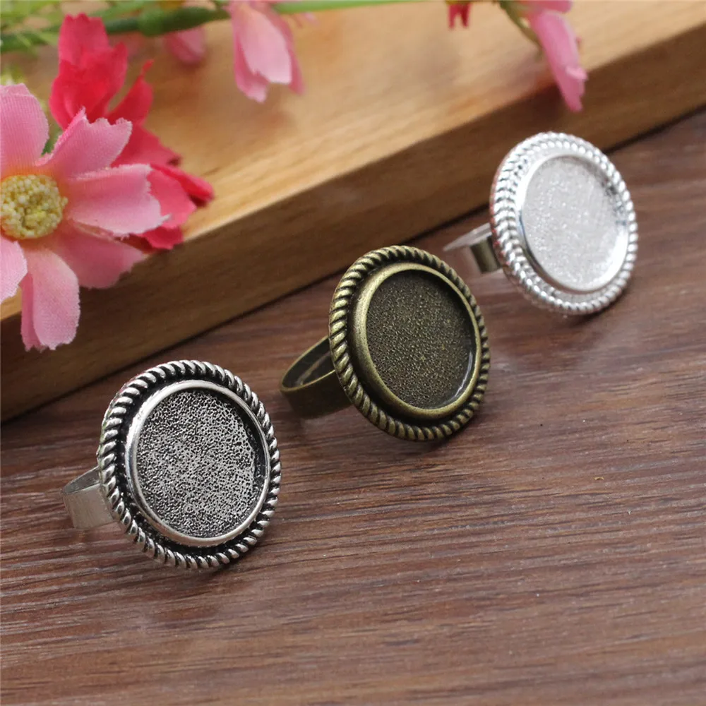 Onebeading Fit 16mm Okrągłe kaboszony pierścieniowe Pusta ramka Pusta taca Regulacja podstawy Do majsterkowania Akcesoria Prezent 10szt K05107 — zdjęcie 5