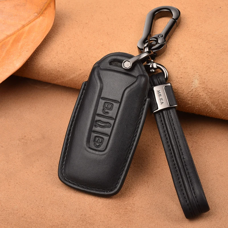 Luxury Genuine Leather Car Key Cover Case for Volkswagen Touareg 2018 2019 Fob Key Car-Styling