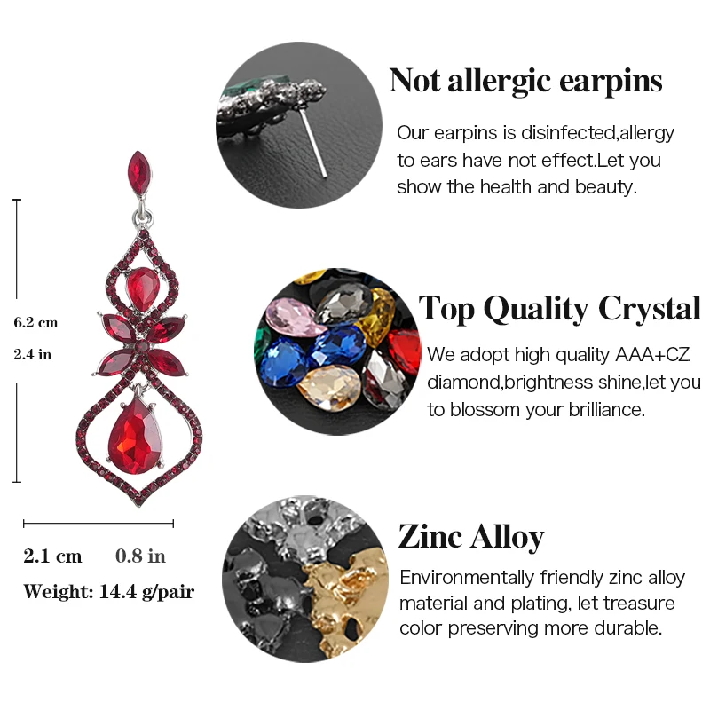 VEYO Vintage Hollow Crystal Rhinestone Drop Earrings Luxury Bridal Wedding Drop Earrings for Women Fashion Jewelry New Gift